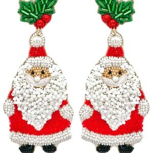 Beaded Santa Earrings